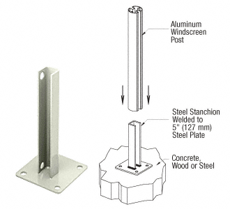 C.R. Laurence CRL AWS Oyster White 135 Degree Welded Steel Surface Mount Stanchion For Round Center Post | PSB4A0W