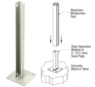 C.R. Laurence CRL AWS Oyster White 135 Degree Welded Steel Surface Mount Stanchions For Round Center Post | PSB4B0W
