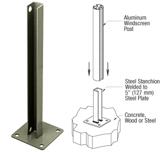 C.R. Laurence CRL AWS Beige Gray 135 Degree Welded Steel Surface Mount Stanchions For Round Center Post | PSB4CBGY