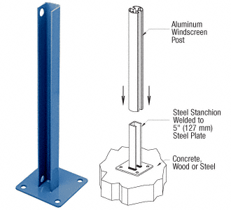 C.R. Laurence CRL AWS Custom 135 Degree Welded Steel Surface Mount Stanchions For Rectangular Center Post | PSB5CC