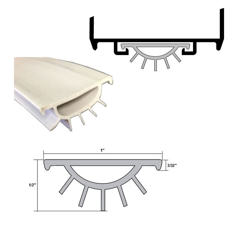 Gray Replacement Vinyl Weatherseal for Wrap Around Door Bottom Shoe - 36&quot; | DB054GR36