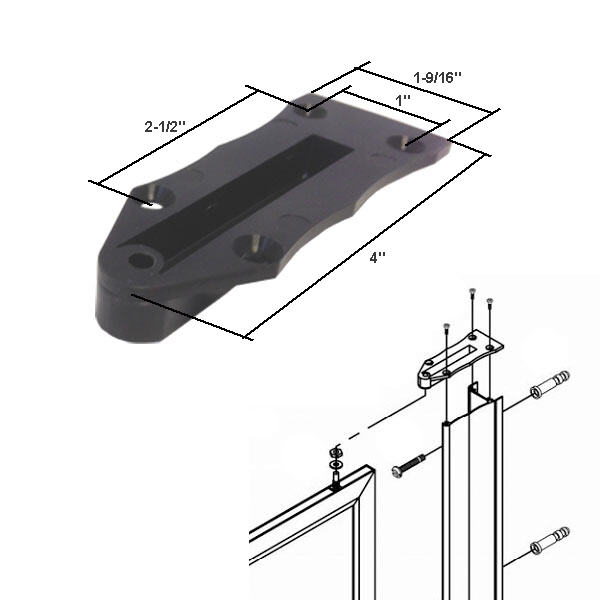 Black Nylon Framed Swing Shower Door Replacement Pivot Bracket  | Pivot Bracket for Framed Swing Shower Doors | PB7180