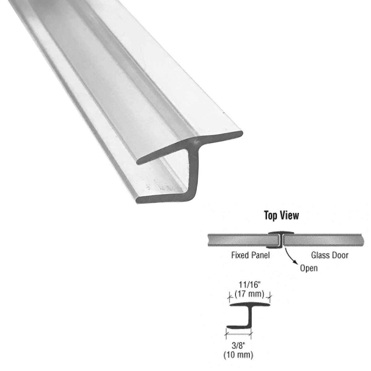 Gordon Glass™ Polycarbonate &quot;h&quot; Jamb with Hard Leg 180 Degree for 1/4&quot; Glass - 73 in long | CPH140