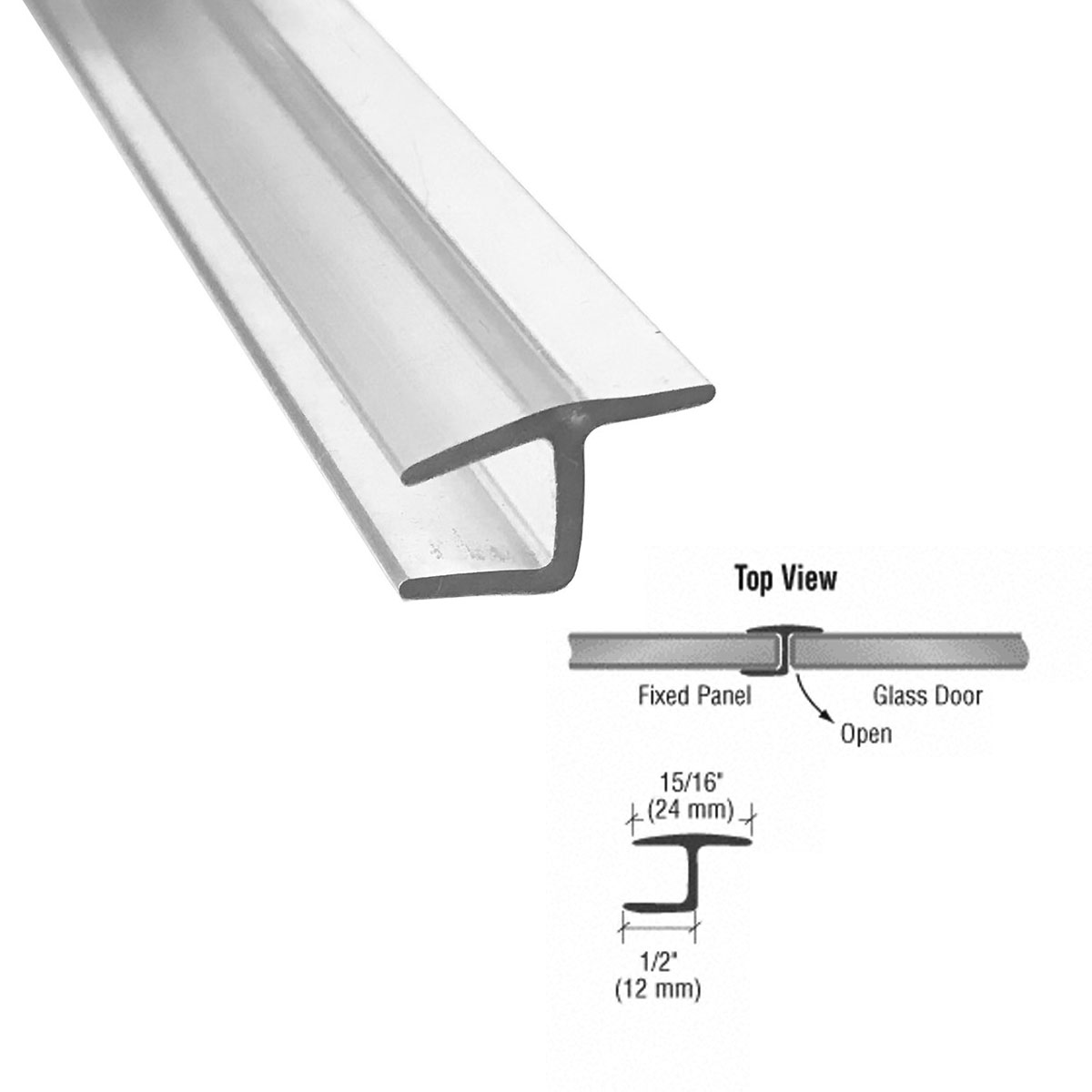 Gordon Glass™ Polycarbonate &quot;h&quot; Jamb with Hard Leg 180 Degree for 1/2&quot; Glass - 73 in long | GMSR12