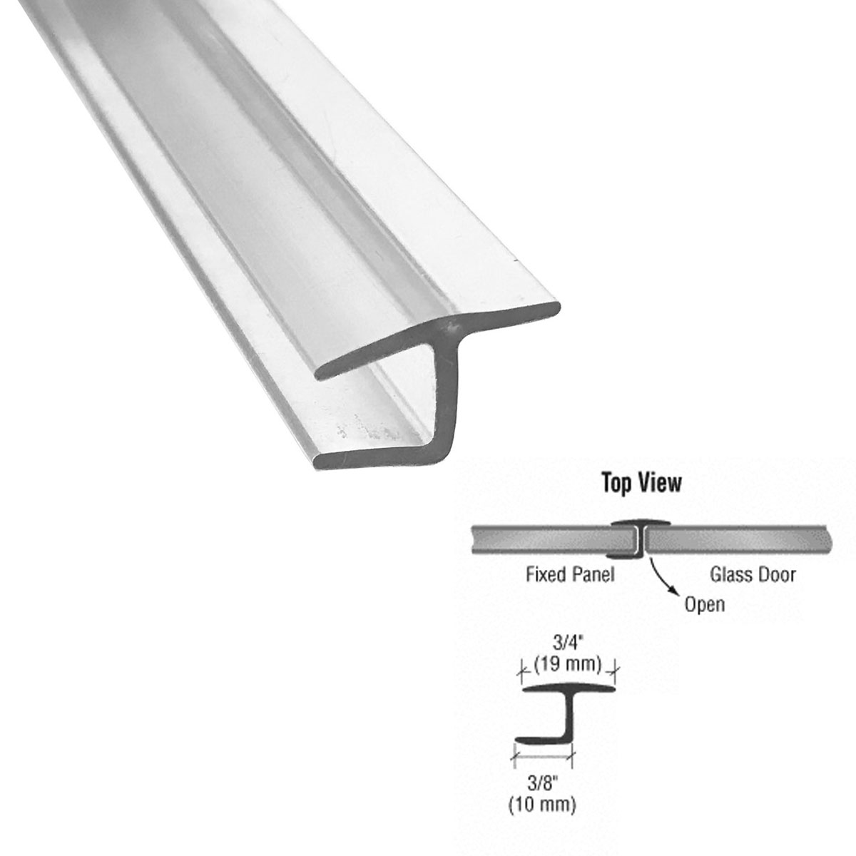 Gordon Glass™ Polycarbonate &quot;h&quot; Jamb with Hard Leg 180 Degree for 5/16&quot; Glass - 73 in long | PHJ516