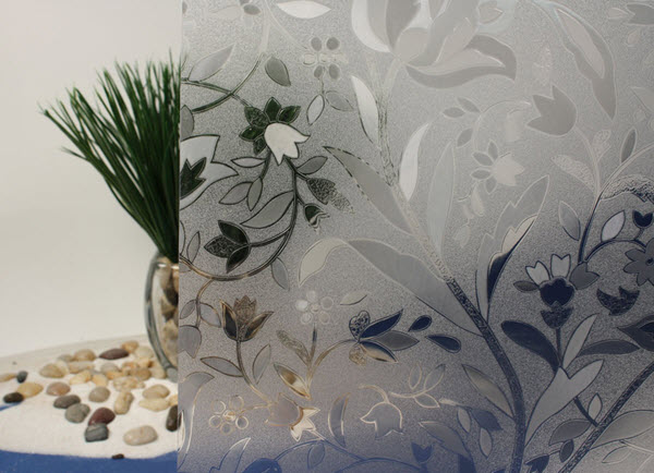 Flowers Cut Glass Static Cling Window Film, 36&quot; Wide x 50 ft | REM08713036050
