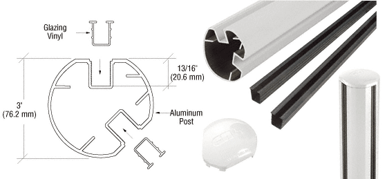 C.R. Laurence CRL AWS 3&quot; Diameter Round 135 Degree Sky White 48&quot; Post Kit | R485KW