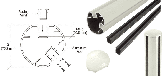C.R. Laurence CRL AWS 3&quot; Diameter Round 135 Degree Oyster White 60&quot; Post Kit | R605K0W