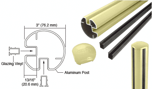 C.R. Laurence CRL Chromate (Unfinished) AWS  3&quot; Diameter Round 90 Degree 60&quot; Corner Post Kits | R60CRKCRM