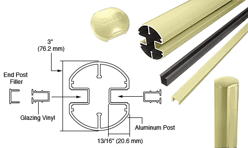 C.R. Laurence CRL Chromate (Unfinished) AWS 3&quot; Diameter Round 180 Degree 60&quot; End Post Kits | R60EKCRM