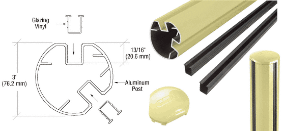 C.R. Laurence CRL Chromate (Unfinished) AWS 3&quot; Diameter Round 135 Degree 72&quot; Post Kit | R725KCRM