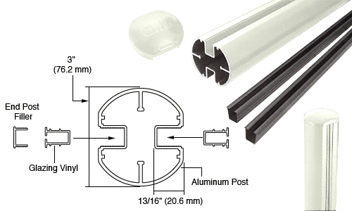 C.R. Laurence CRL AWS 3&quot; Diameter Round 180 Degree Oyster White 72&quot; Center Post Kits | R72CK0W