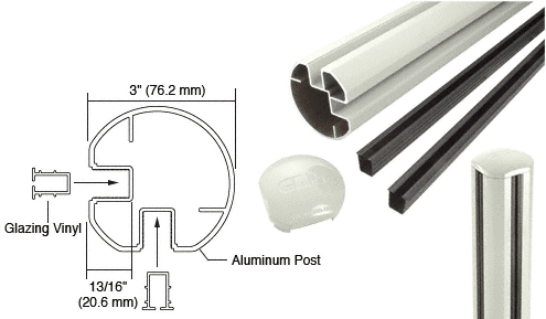 C.R. Laurence CRL AWS 3&quot; Diameter Round 90 Degree Oyster White 72&quot; Corner Post Kits | R72CRK0W