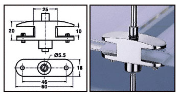 C.R. Laurence CRL Chrome Plated Two-Way Glass Support for Rod Display System | RD4304CH