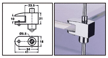 C.R. Laurence CRL Chrome Plated One-Way Glass Support for Rod Display System | RD4305CH