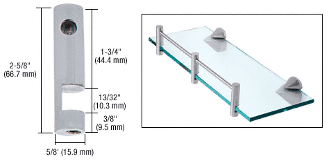 C.R. Laurence CRL Brushed Nickel Left Hand Rod Support | RDB1BN