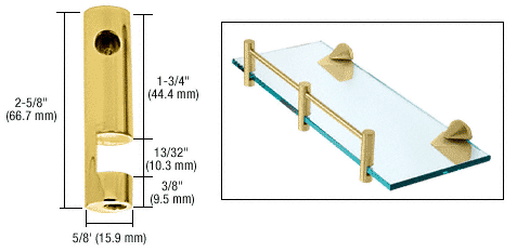 C.R. Laurence CRL Brass Left Hand Rod Support | RDB1BR