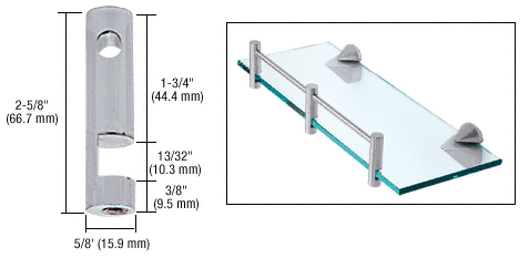 C.R. Laurence CRL Brushed Nickel Center Rod Support | RDB2BN