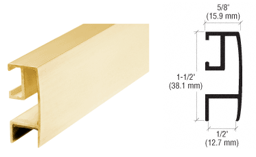 C.R. Laurence CRL Brite Gold Anodized Rectangular Mirror Frame Extrusion 12 ft Long | RF144BGA