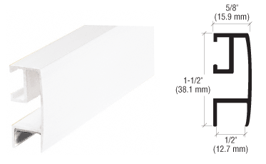C.R. Laurence CRL White Rectangular Mirror Frame Extrusion  - 12 ft Long | RF144W