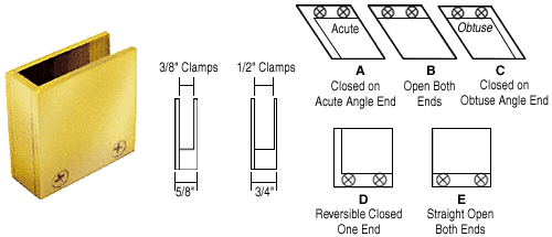 C.R. Laurence CRL  3/8&quot; Brass 90 Degree Straight End Clamp Type &quot;D&quot; Stair and Walkway Railings | RH2238BR