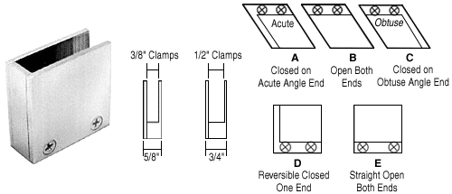 C.R. Laurence CRL 1/2&quot; Chrome 90 Degree Straight End Clamp Type &quot;D&quot; Stair and Walkway Railings | RH2212CH