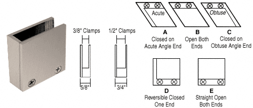 C.R. Laurence CRL 3/8&quot; Brushed Nickel 90 Degree Straight End Clamp Type &quot;D&quot; Stair and Walkway Railings | RH2238BN