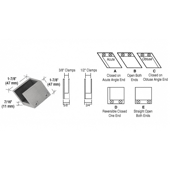 CRL 3/8&quot; Brushed Nickel 52 Degree Slant Acute End Clamp Type &quot;A&quot; Stair and Walkway Railings | RH3338BN