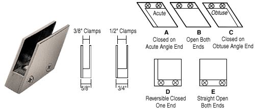 C.R. Laurence CRL 1/2&quot; Brushed Nickel 52 Degree Slant Open Center Clamp Type &quot;B&quot; Stair and Walkway Railings | RH4412BN