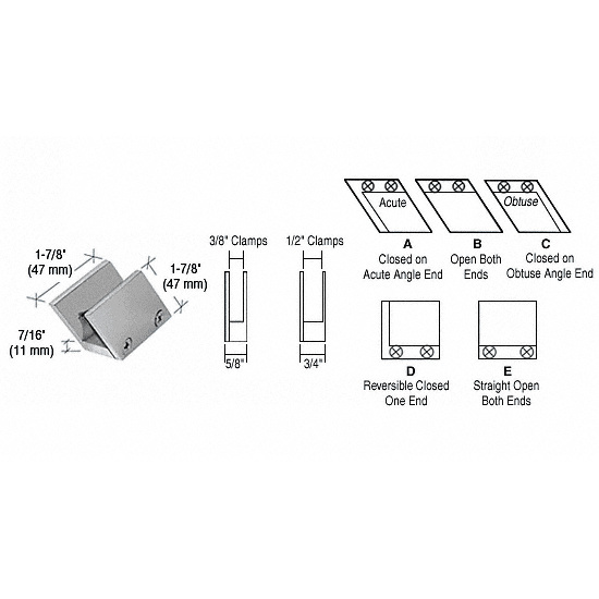 CRL 3/8&quot; Brushed Nickel 52 Degree Slant Open Center Clamp Type &quot;B&quot; Stair and Walkway Railings | RH4438BN