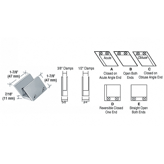 CRL 3/8&quot; Chrome 52 Degree Slant Open Center Clamp Type &quot;B&quot; Stair and Walkway Railings | RH4438CH
