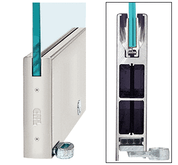 C.R. Laurence CRL Brushed Stainless 10&quot; Square Single Door Rail With Lock for 1/2&quot; Glass - Custom Length | RHR10SBS12CL