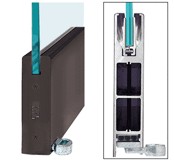 C.R. Laurence CRL Duranodic Bronze 10&quot; Square Style Door Rail without Lock for 1/2&quot; Glass - Custom Length | RHR10SDU12C