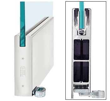 C.R. Laurence CRL Satin Anodized 10&quot; Square Style Door Rail without Lock for 1/2&quot; Glass - Custom Length | RHR10SSA12C