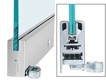 C.R. Laurence CRL Brushed Stainless 4&quot; Offset Custom Length Square Style Door Rail with Lock for 1/2&quot; Glass | RHR4SBS12CL