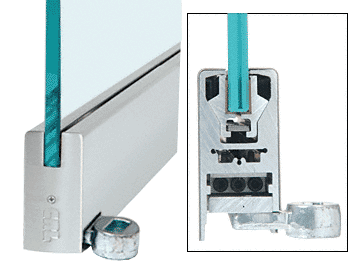 C.R. Laurence CRL Brushed Stainless 4&quot; Offset Custom Length Square Style Door Rail without Lock for 1/2&quot; Glass | RHR4SBS12C