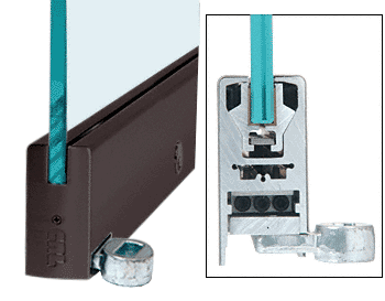 C.R. Laurence CRL Duranodic Bronze 4&quot; Offset Custom Length Square Style Door Rail with Lock for 1/2&quot; Glass | RHR4SDU12CL