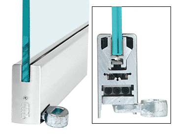 C.R. Laurence CRL Polished Stainless 4&quot; Offset Custom Length Square Style Door Rail without Lock for 1/2&quot; Glass | RHR4SPS12C