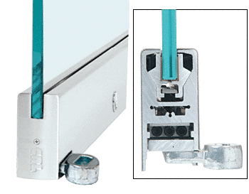 C.R. Laurence CRL Satin Anodized 4&quot; Offset Custom Length Square Style Door Rail with Lock for 1/2&quot; Glass | RHR4SSA12CL