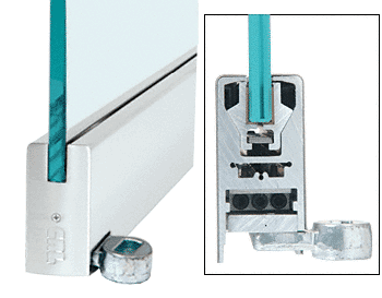 C.R. Laurence CRL Satin Anodized 4&quot; Offset Custom Length Square Style Door Rail without Lock for 1/2&quot; Glass | RHR4SSA12C