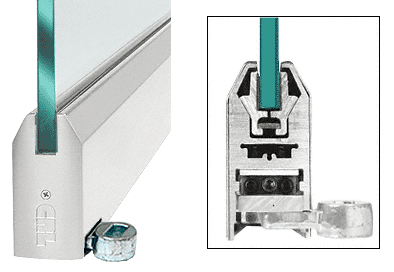 C.R. Laurence CRL Brushed Stainless 4&quot; Tapered Style Door Rail without Lock for 1/2&quot; Glass - Custom Length | RHR4TBS12C