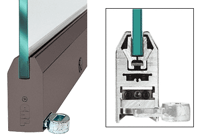 C.R. Laurence CRL Duranodic Bronze 4&quot; Tapered Style Door Rail with Lock for 1/2&quot; Glass - Custom Length | RHR4TDU12CL