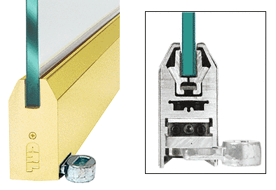 C.R. Laurence CRL Polished Brass 4&quot; Tapered Style Door Rail without Lock for 1/2&quot; Glass - Custom Length | RHR4TPB12C