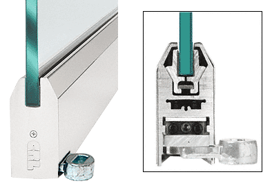 C.R. Laurence CRL Polished Stainless 4&quot; Tapered Style Door Rail without Lock for 1/2&quot; Glass - Custom Length | RHR4TPS12C