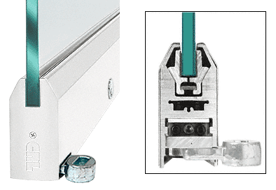 C.R. Laurence CRL Satin Anodized 4&quot; Tapered Style Door Rail with Lock for 1/2&quot; Glass - Custom Length | RHR4TSA12CL