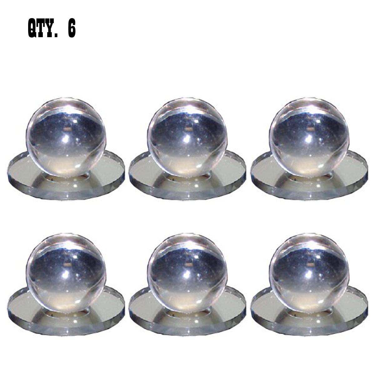 Clear Acrylic Small Ball Stick-On Mirror Knob | RMP1 | Pack of 6 | RMP16