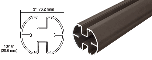 C.R. Laurence CRL  AWS  3&quot; Diameter  Round Bronze 180 Degree Center or End Posts - 20 ft 1 in long  | RP194BRZ