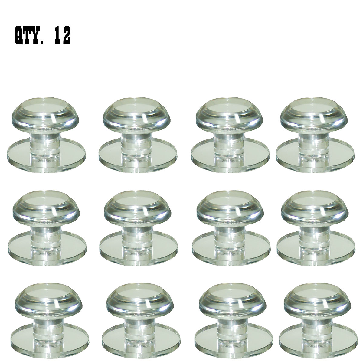 Clear Acrylic Beveled Stick-On Mirror Knob | RP3C1 | Pack of 12 | RP3C112