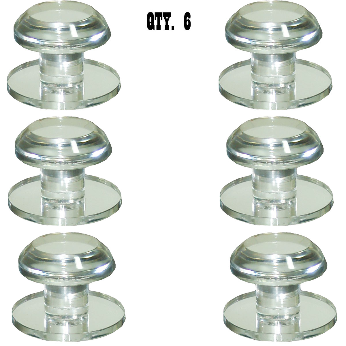 Clear Acrylic Beveled Stick-On Mirror Knob | RP3C1 | Pack of 6 | RP3C16