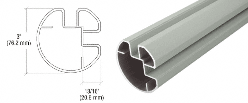 C.R. Laurence CRL Agate Gray  AWS 3&quot; Diameter Round 90 Degree Corner Post - 20 ft 1 in ling  | RP9194AGY